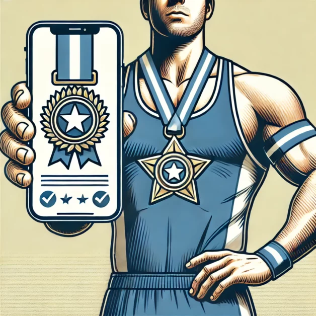 Digitaalinen osaamismerkki liikunta-alalla, kuva toteutettu DALL·E 3 -tekoälyllä