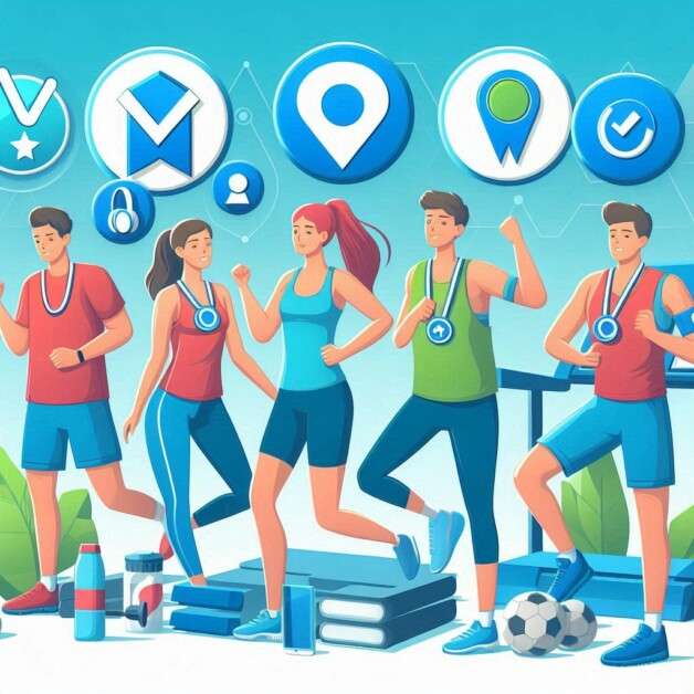 Digitaaliset osaamismerkit liikunta-alalla, kuva toteutettu DALL·E 3 -tekoälyllä