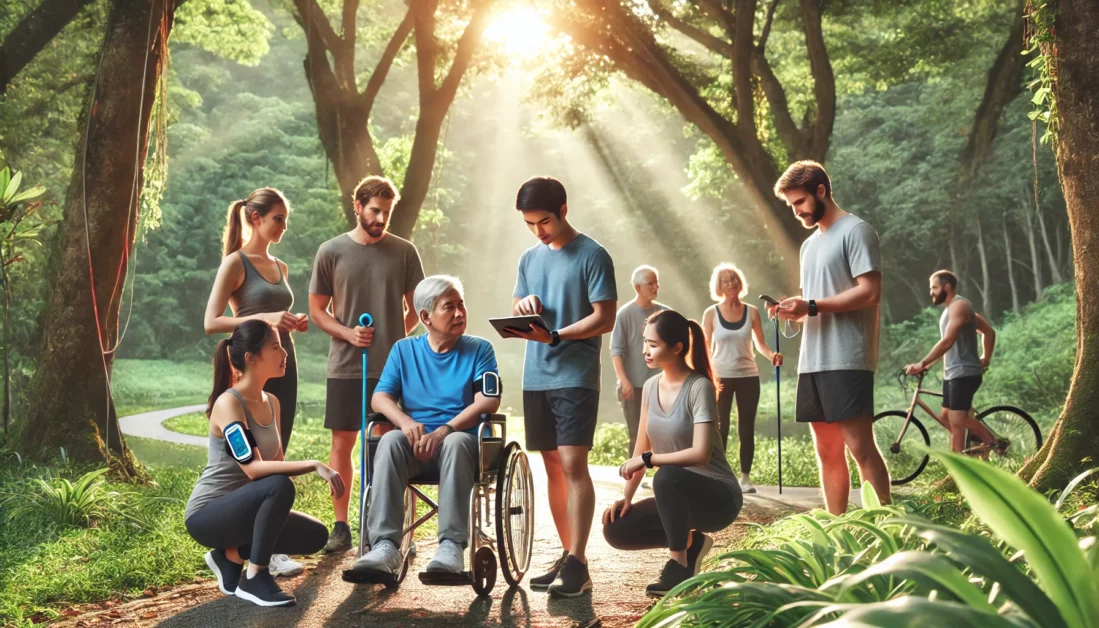 Kuvituskuva - Liikunta-alalla korostuvat osaamistarpeet vuoteen 2035 mennessä, kuva toteutettu DALL·E 3 -tekoälyllä